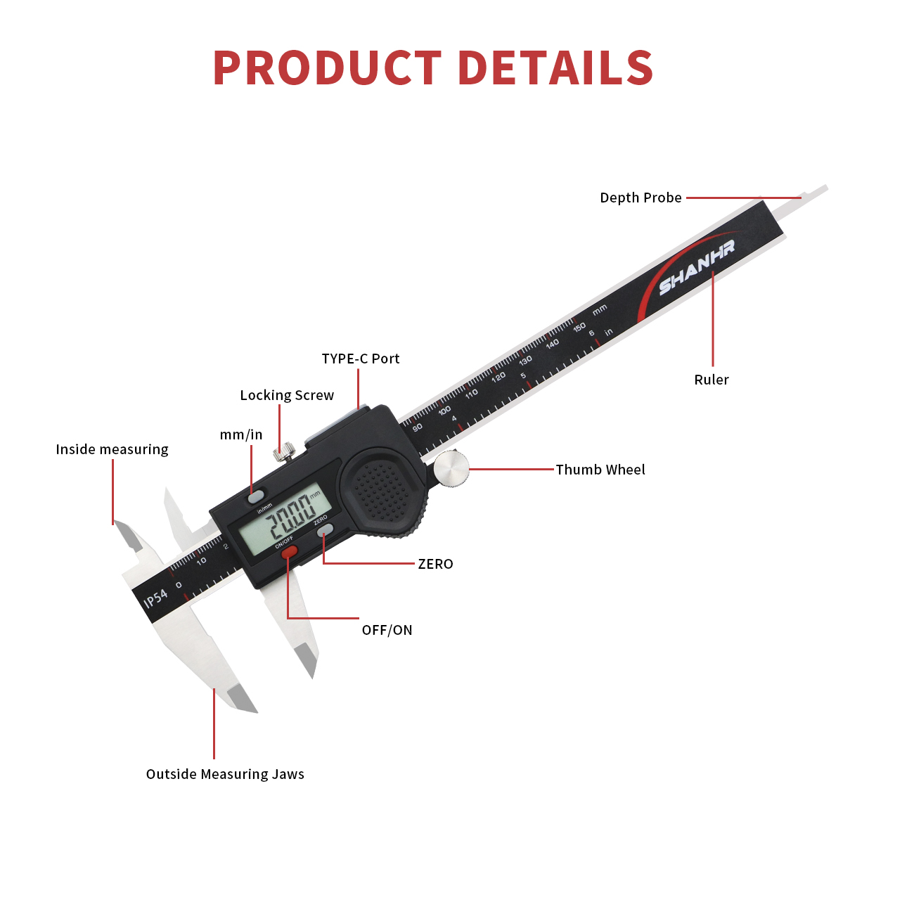 SHANHR Electronic Vernier Cali - Digital Caliper 150Mm Stainless Steel recension och pris
